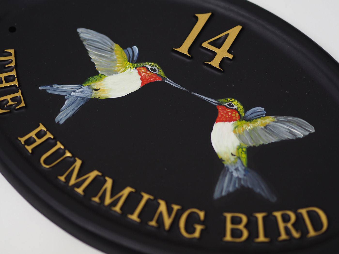 Hummingbirds Flat Painted Close Up house sign