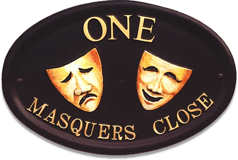 Theatre Masks house sign