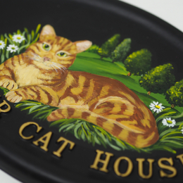 Cats Flat Painted Close Up house sign