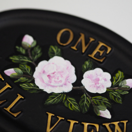 Camellia Flat Painted Close Up house sign