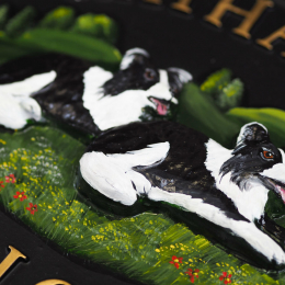 Border Collies Close Up house sign