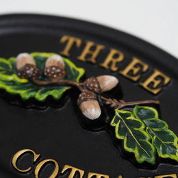 Acorns Close Up house sign