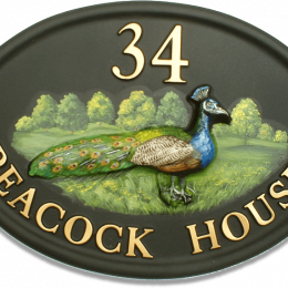 Peacock house sign