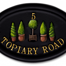 Topiary house sign