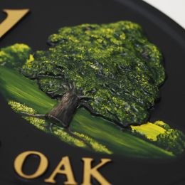 Oak Close Up house sign