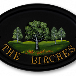 Birch house sign