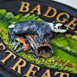 Badger close-up. house sign