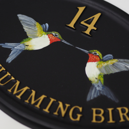 Hummingbirds Flat Painted Close Up house sign