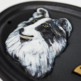 Border Collie Head Close Up house sign