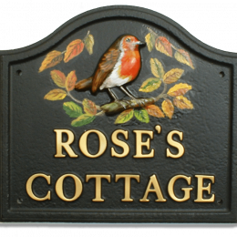 Robin & Autumn Leaves Bird House Sign house sign