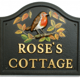 Robin & Autumn Leaves house sign