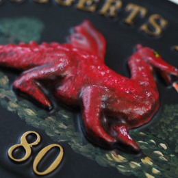 Dragon Red Close Up house sign