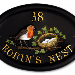 Robin & Flat Painted Nest house sign