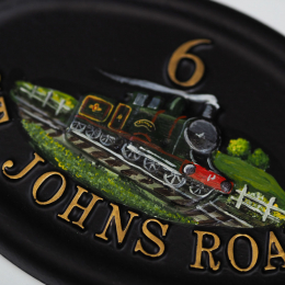 Steam Train Close Up house sign