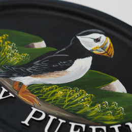 Puffin Flat Painted Close Up house sign