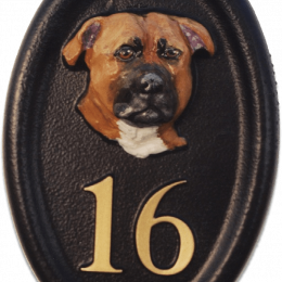 Staffordshire Bull Terrier Head house sign