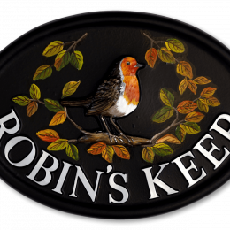 Robin Large & Leaves house sign
