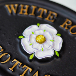 Yorkshire Rose close-up. house sign