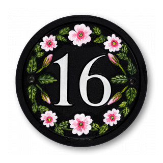 Pink Primroses House Number house sign