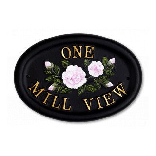 Camellia Flat Painted Floral House Sign house sign