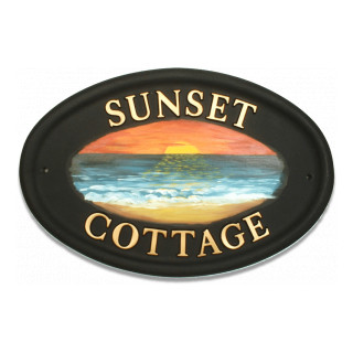 Sunset Water Scene House Sign house sign