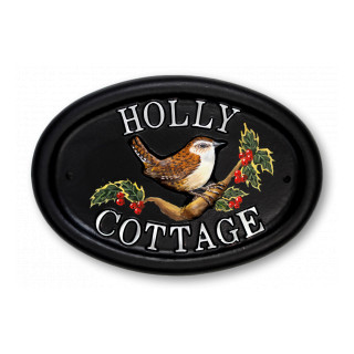 Wren Holly Bird House Sign house sign