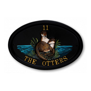 Otters Water Scene House Sign house sign