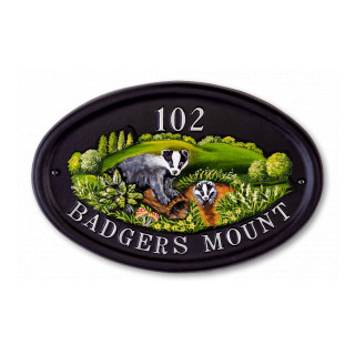 Badger & Flat Painted Animal House Sign house sign