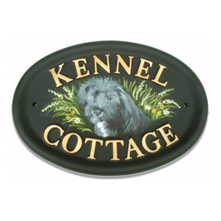 Tibeton Terrier Flat Painted Dog House Sign house sign