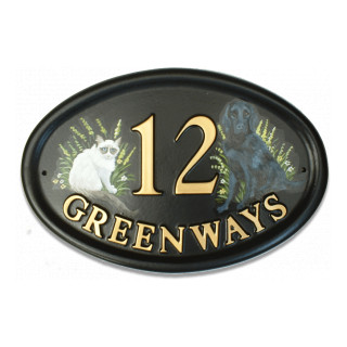 Dog & Cat Flat Painted Dog House Sign house sign