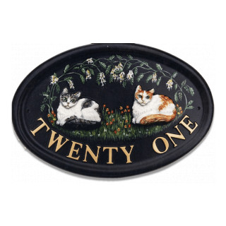 Cats Curled Cat House Sign house sign