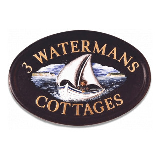 Boat Sailing Water Scene House Sign house sign