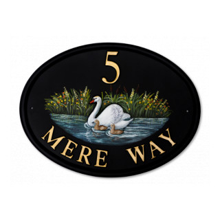 Swan & Cygnets Water Scene House Sign house sign