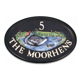 Moorhens Water Scene House Sign house sign