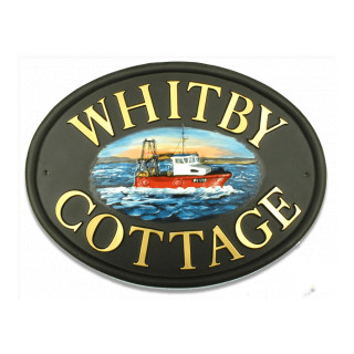 Boat Trawler Water Scene House Sign house sign