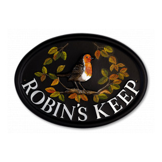 Robin Large & Leaves Bird House Sign house sign