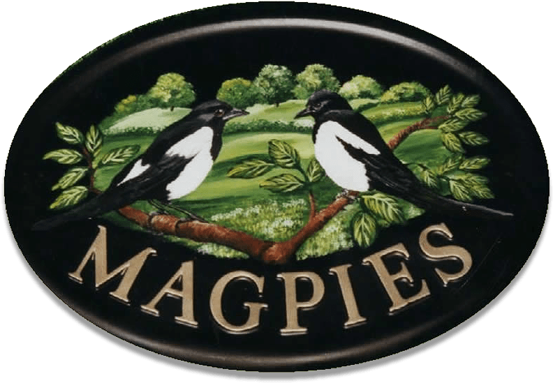 Magpies Flat Painted house sign