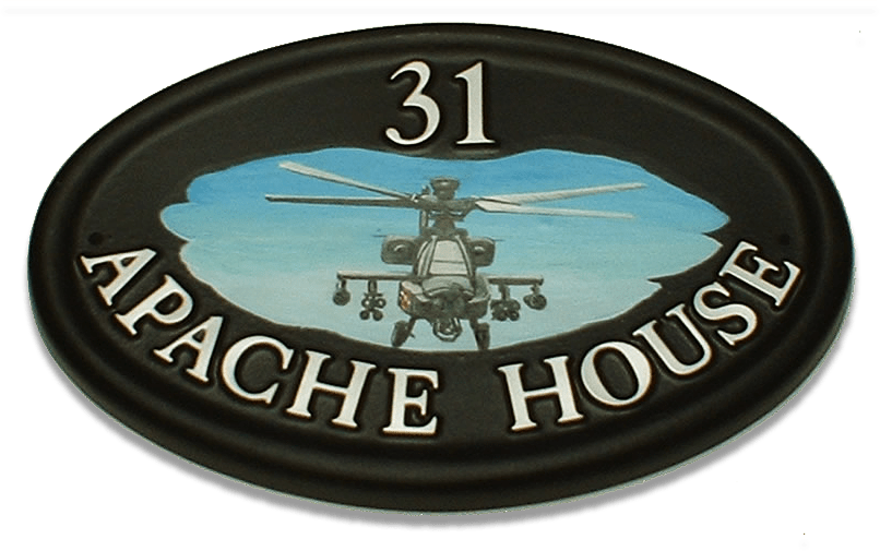 Helicopter Apache house sign
