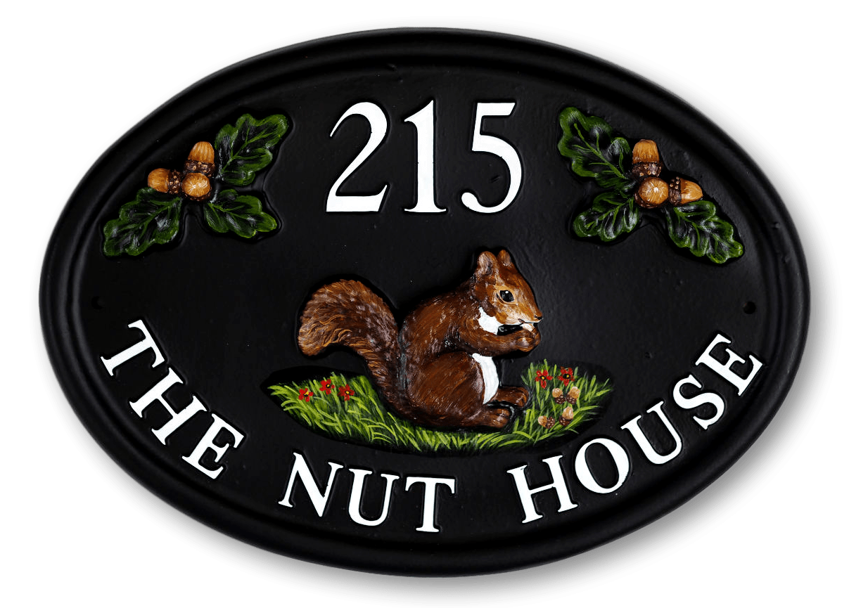 Squirrel With Acorns house sign