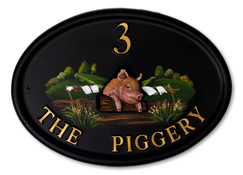 Pig On Fence | Animal House Signs | Village Green Signs