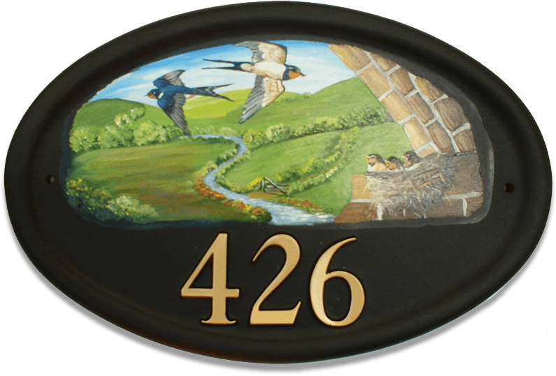 Swallows Flat Painted Scene Bird House Signs Village Green Signs