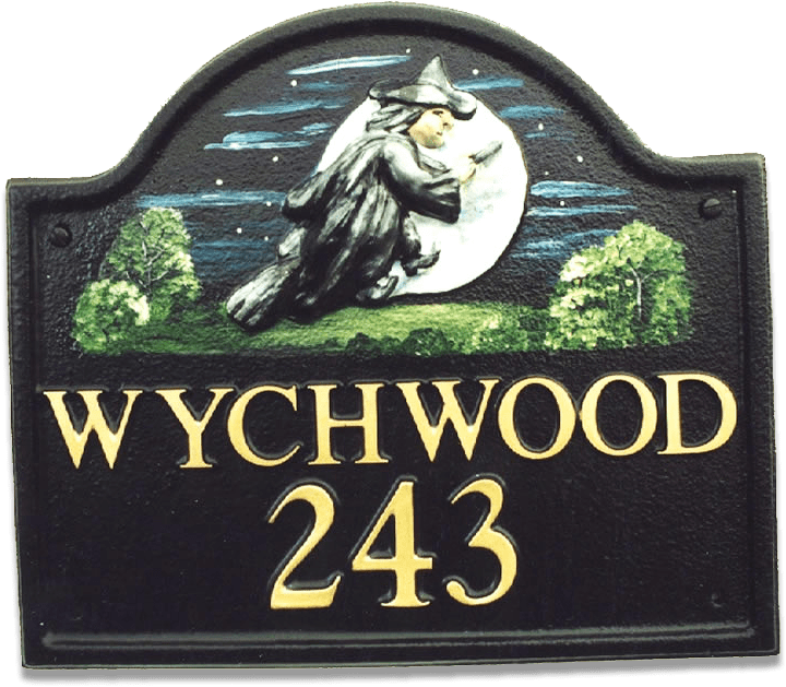 Witch On Broomstick house sign