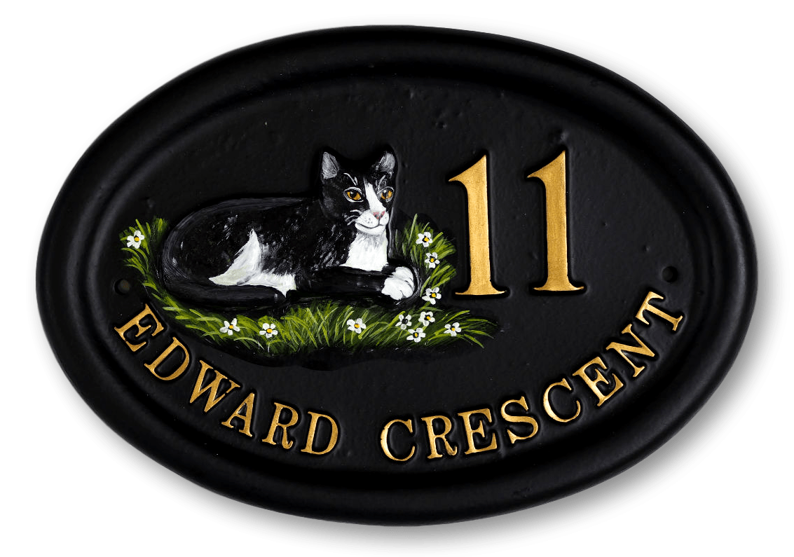Cat Laying Split Layout house sign