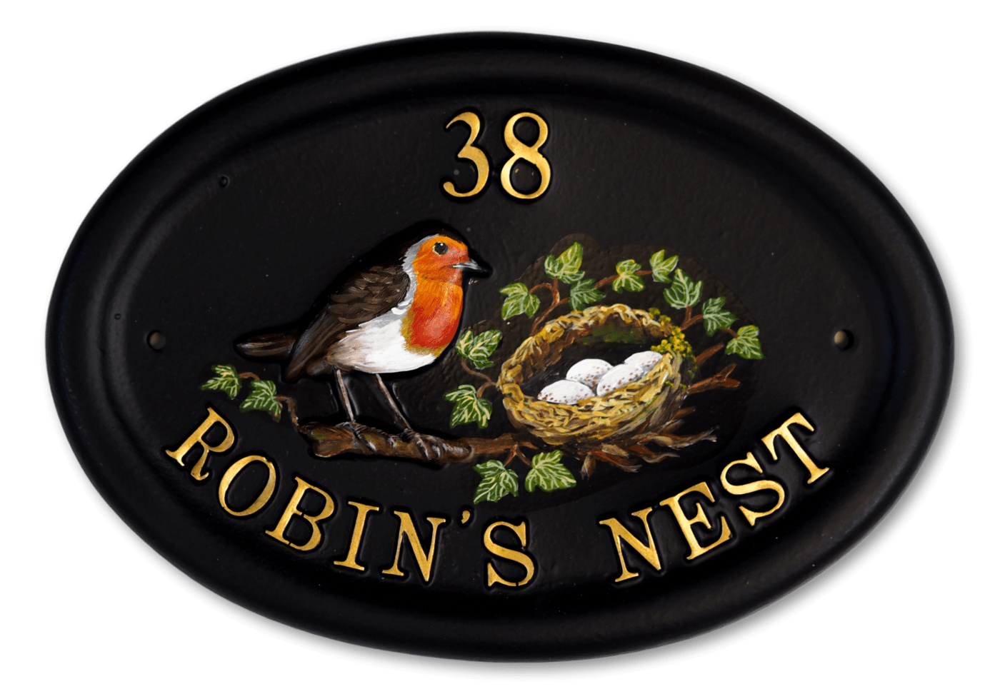 Robin & Flat Painted Nest house sign