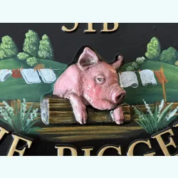 Pig On Fence Close Up - A62a-close