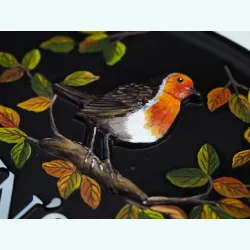 Robin Large & Leaves Close Up - B108a-1