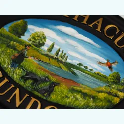Shooting Scene & Labradors Flat Painted Close Up - D96fpa-close