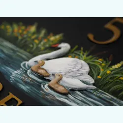 Swan & Cygnets Close Up - W82a-close