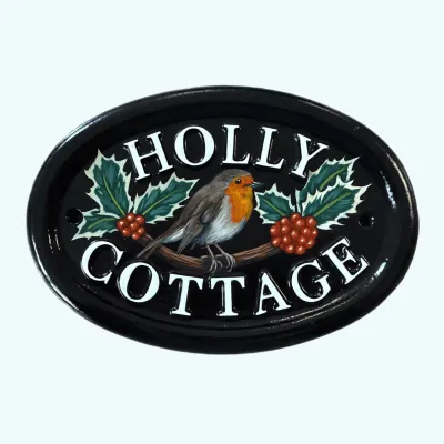 Product Robin on Holly Tree Branch Image